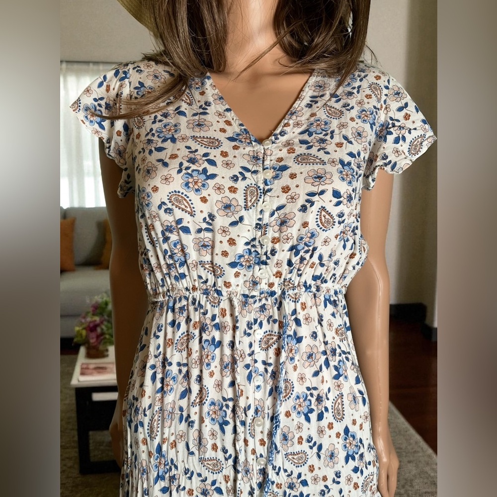Japna Floral Paisley Maxi Dress. 100% Rayon. Size Small - Picture 5 of 8